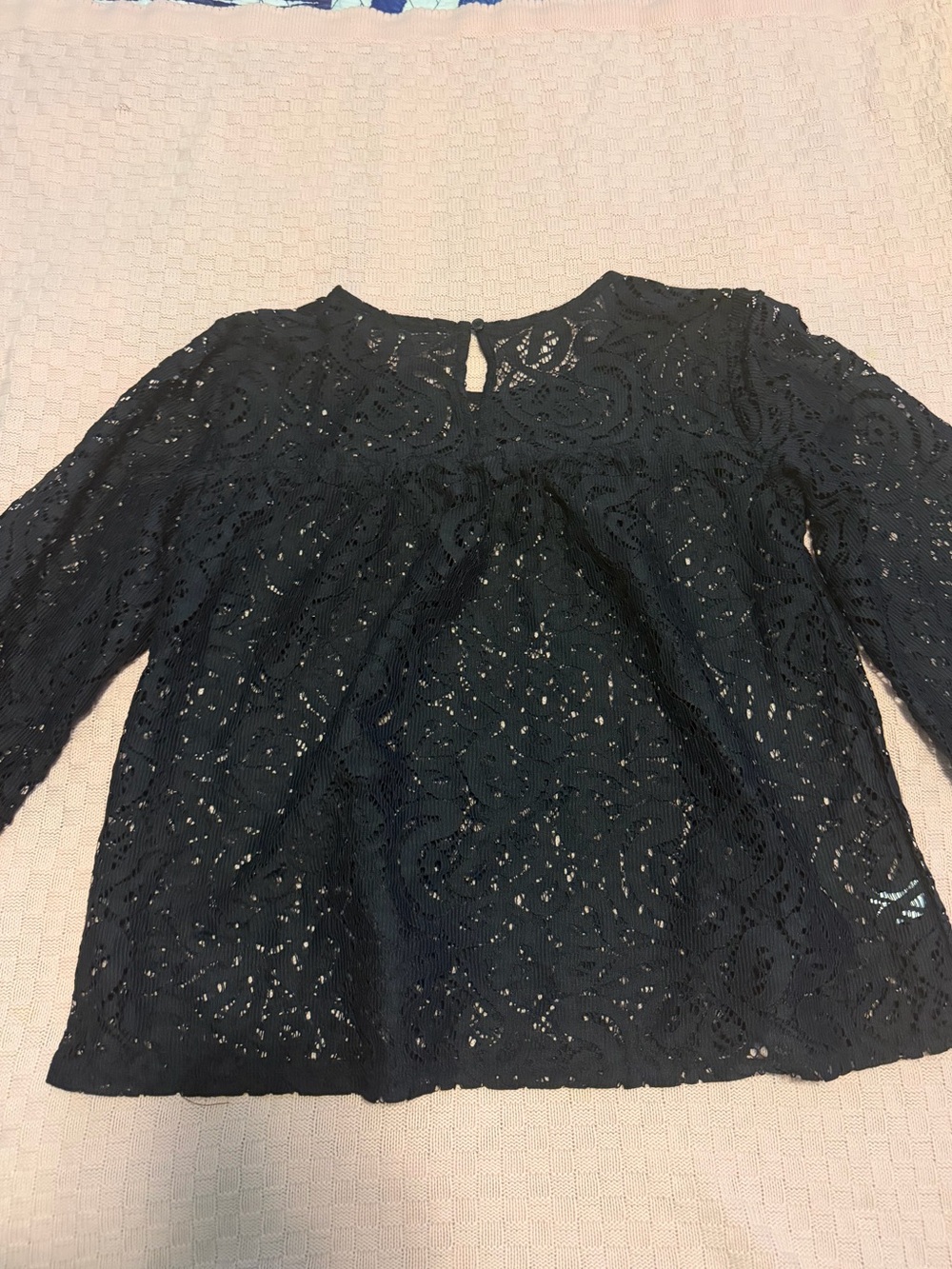 LOFT Black Lace Eyelet Blouse